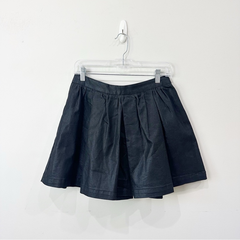 BCBGeneration Pleated Waxed Denim Mini Skirt Black